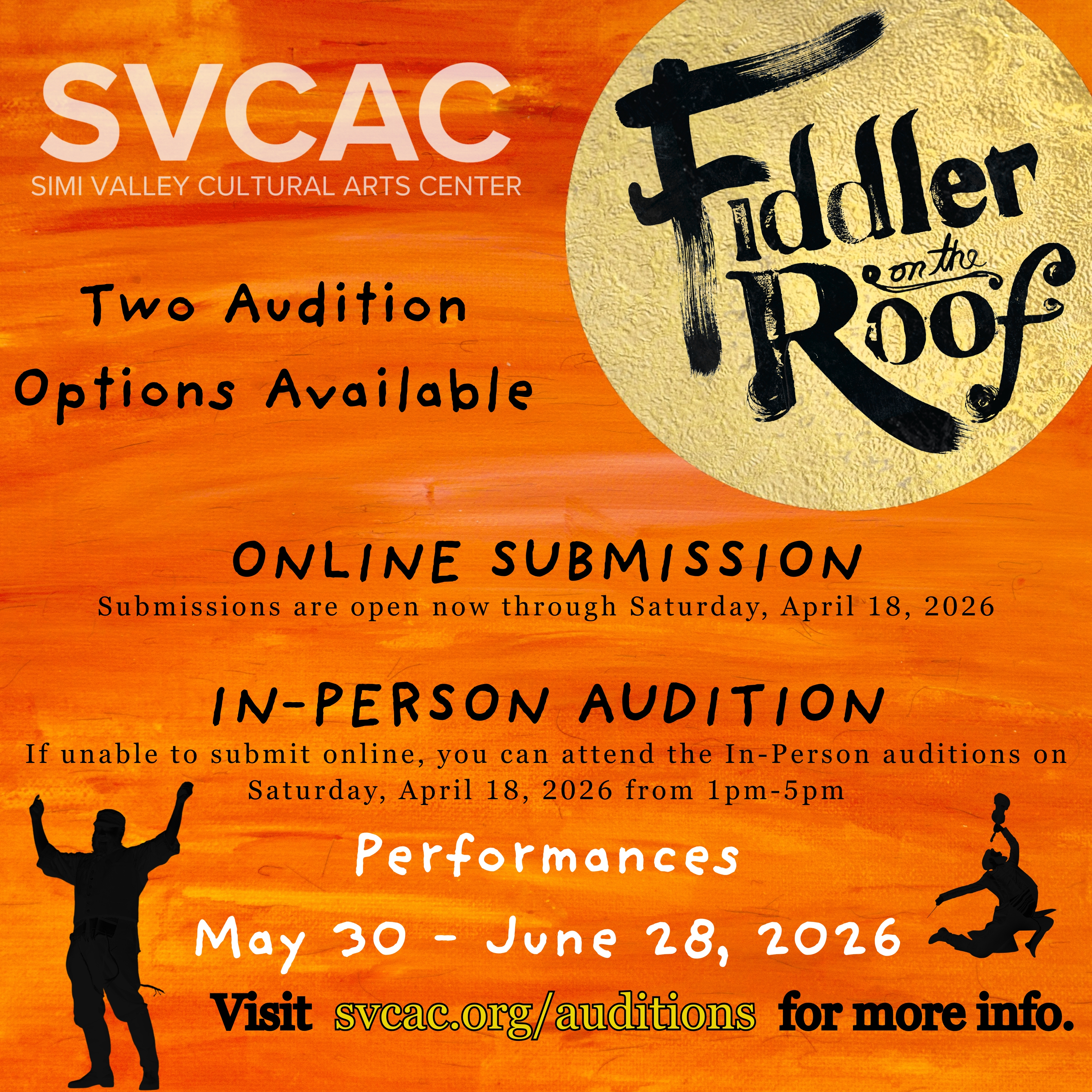 Simi Valley Cultural Arts Center (SVCAC) Seeks Actors for  ​​​​​​​"Fiddler On The Roof!"&nbsp;